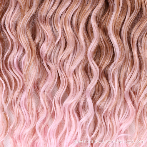 Soft Water Wave Twist Crochet Hair Synthetic Braid Hair Ombre Blonde Pink 22 Inch Deep Wave Braiding Hair Extension